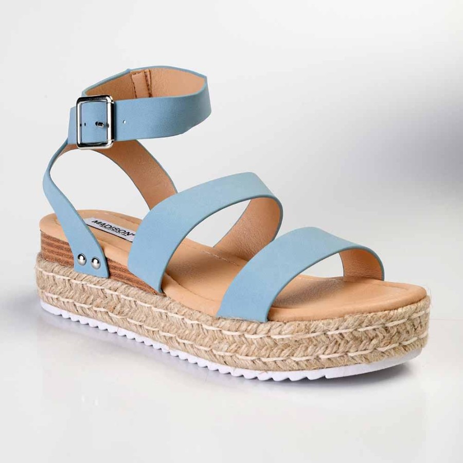 Sandals Madison Heart of New York | Madison Cassie Double Strap Espadrille Sandals Denim Blue