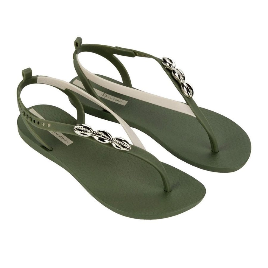 Slippers & Flats Ipanema | Ipanema Shelly Slingback Thong Sandals Green/Beige