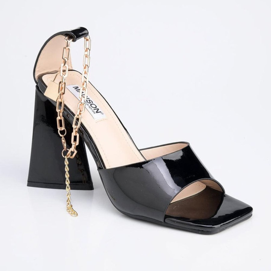 Sandals Madison Heart of New York | Madison Addison Ankle Chain Sandals Black