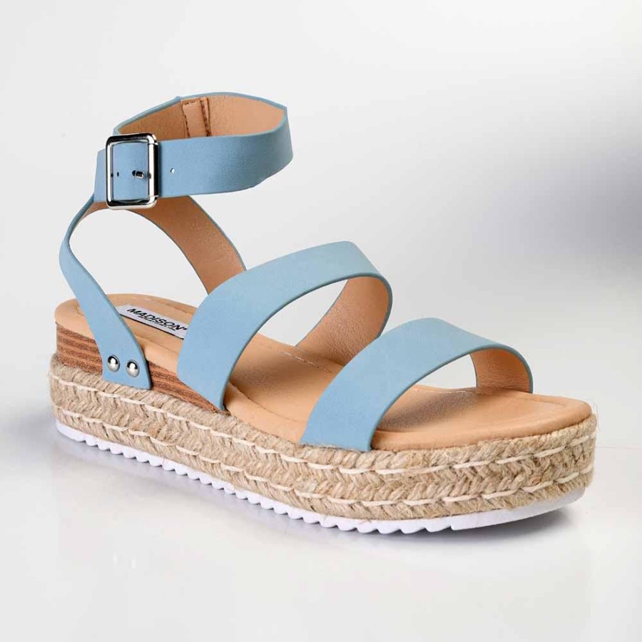 Wedges Madison Heart of New York | Madison Cassie Double Strap Espadrille Sandals Denim Blue