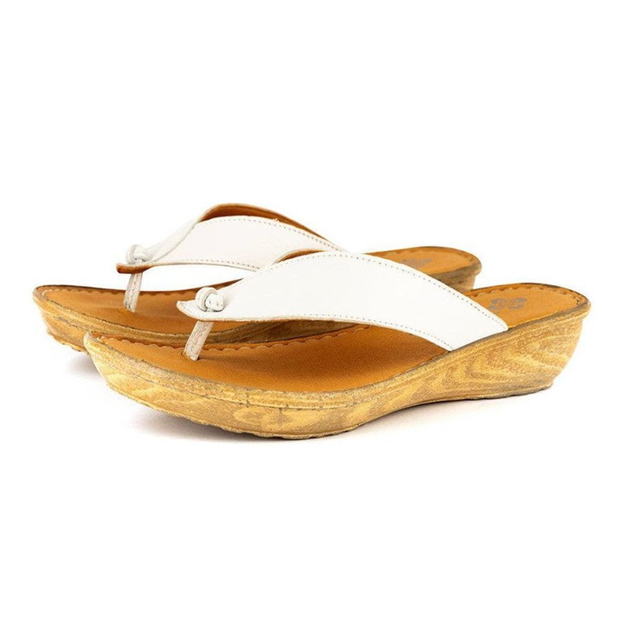 Sandals Tsonga | Tsonga Isanya Thong Wedge White Cayak