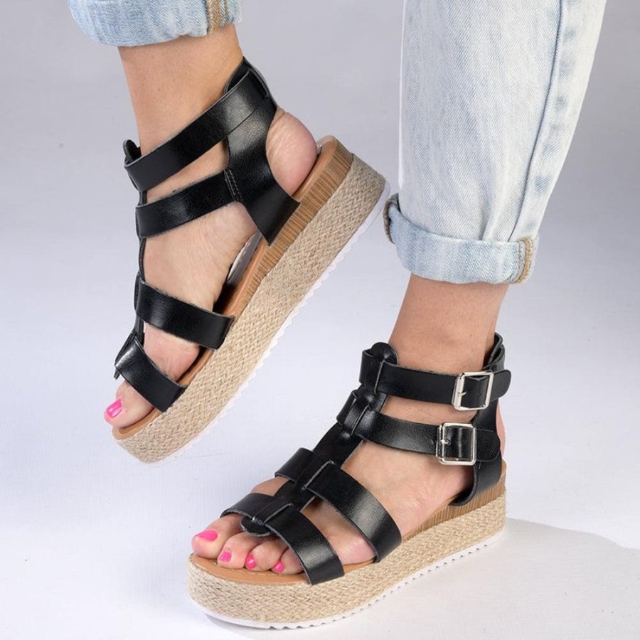 Wedges Madison Heart of New York | Madison Jade High Gladiator Wedge Black