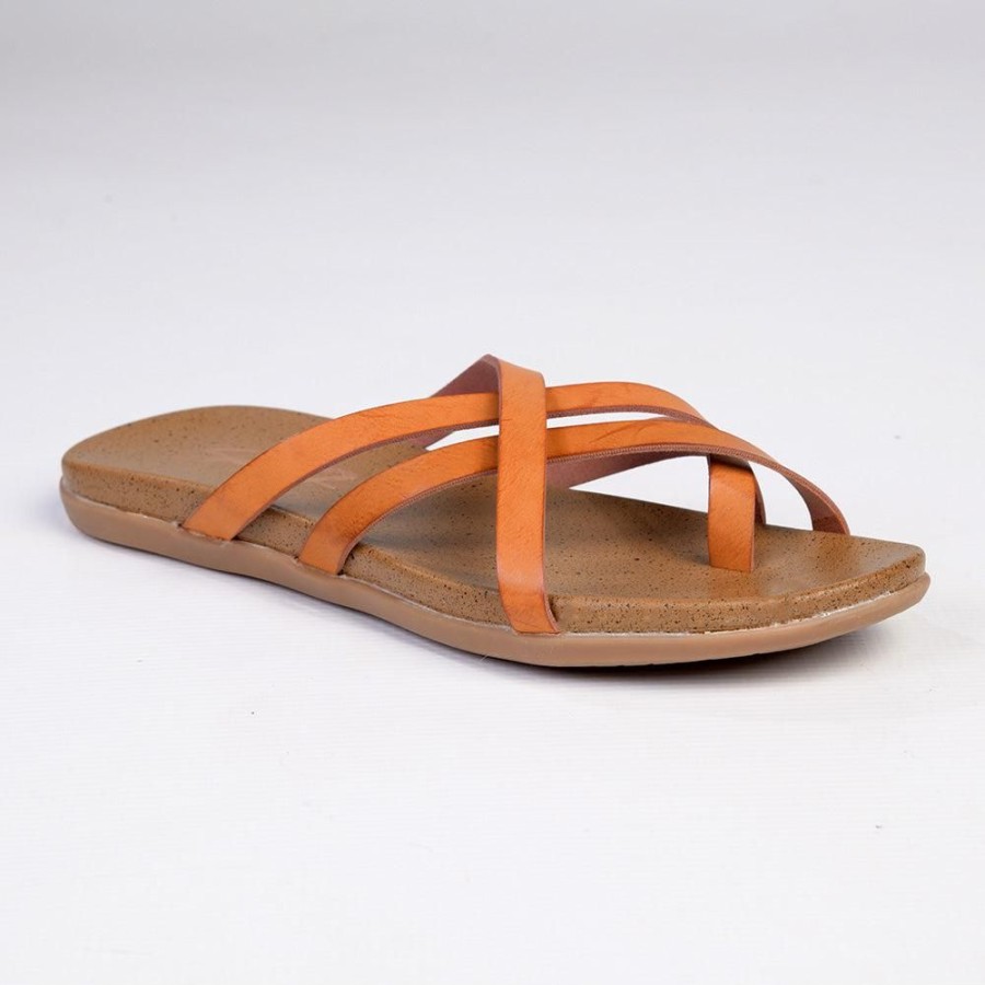 Sandals Seven7 | Melbourne Ladies Flat Push In Sandal Saddle Tan