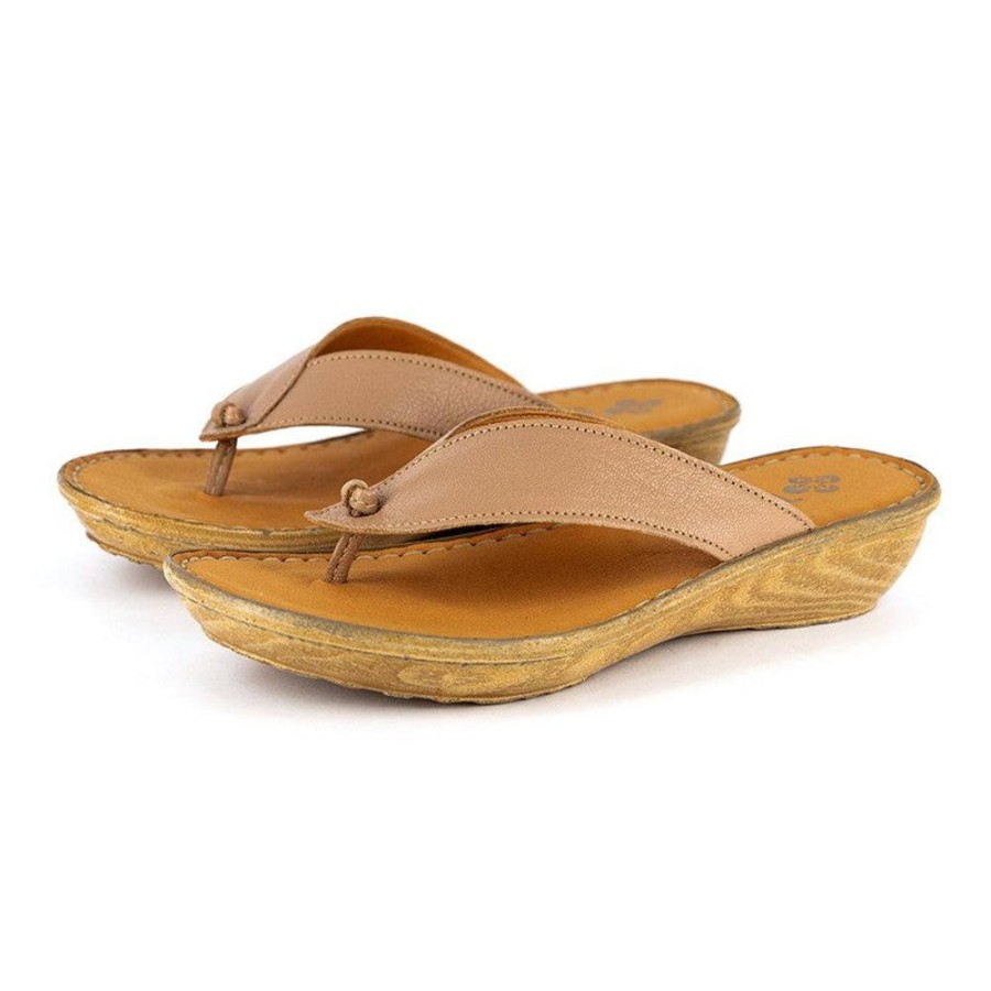 Sandals Tsonga | Tsonga Isanya Thong Wedge Timber Cayak