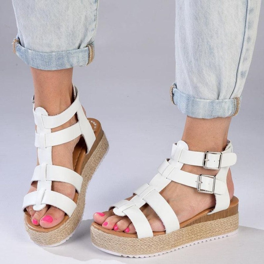 Wedges Madison Heart of New York | Madison Jade High Gladiator Wedge White