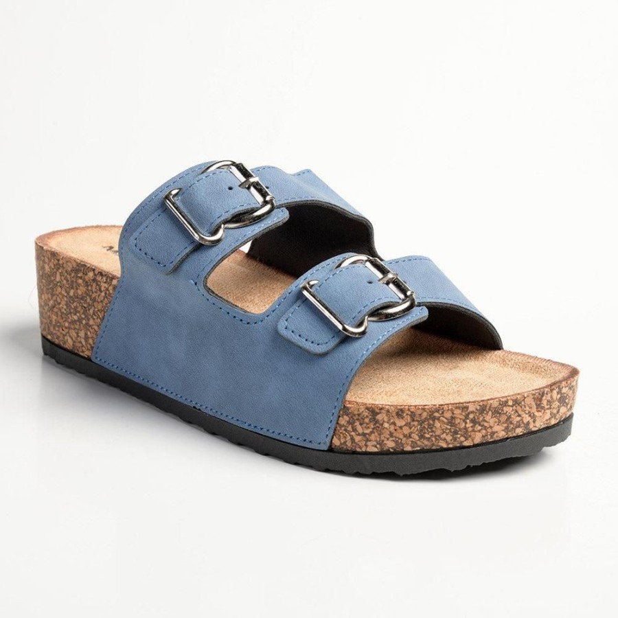 Sandals Madison Heart of New York | Madison Gayle Double Strap Sandals Denim Blue