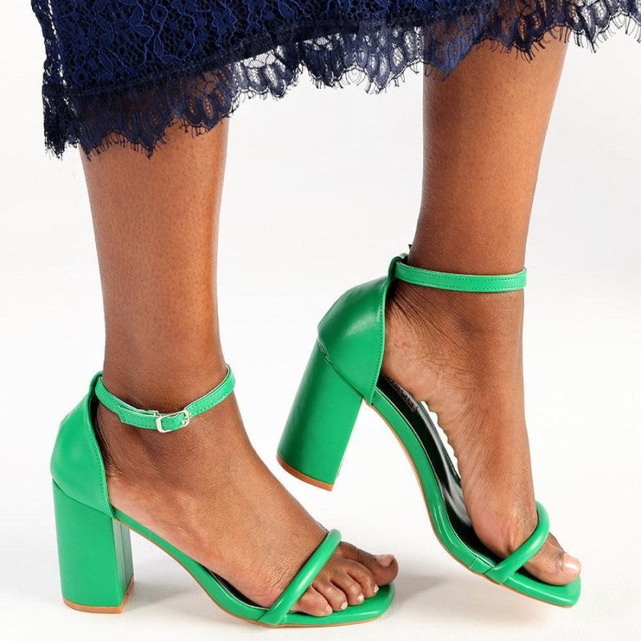 Heels Madison Heart of New York | Madison Adriana Block Heel Sandals Green