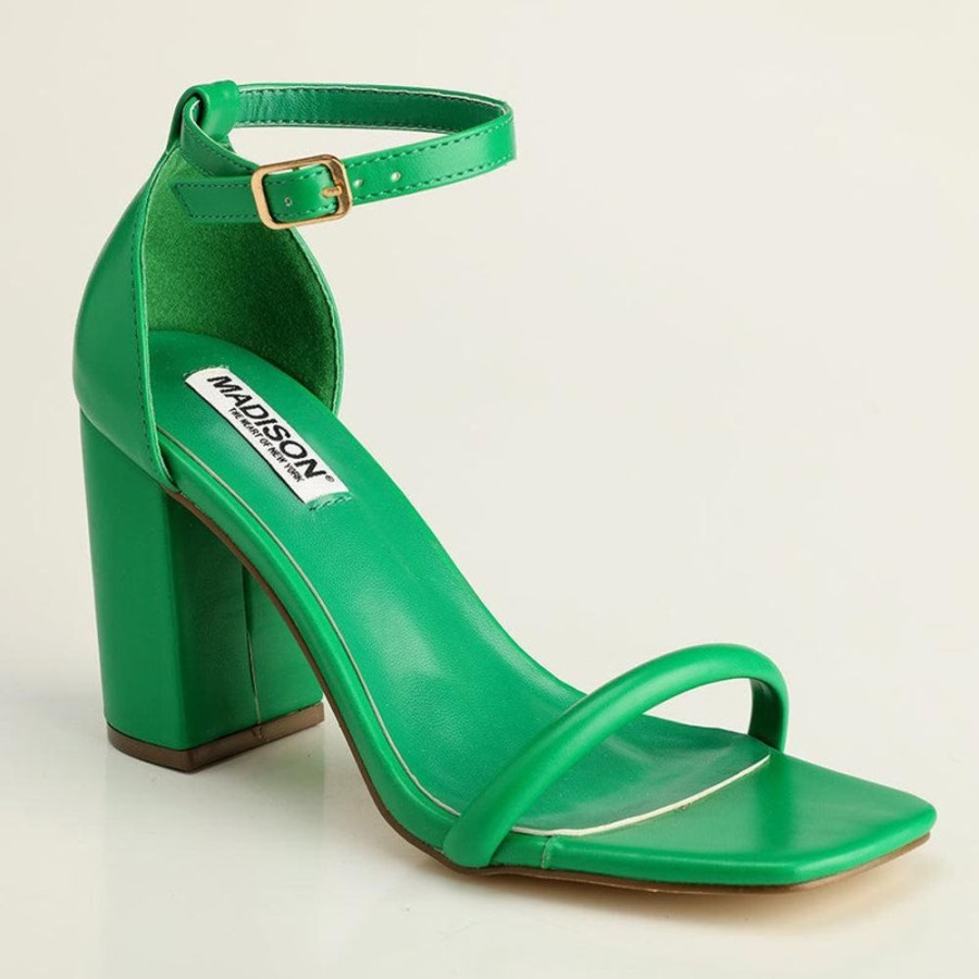 Heels Madison Heart of New York | Madison Adriana Block Heel Sandals Green