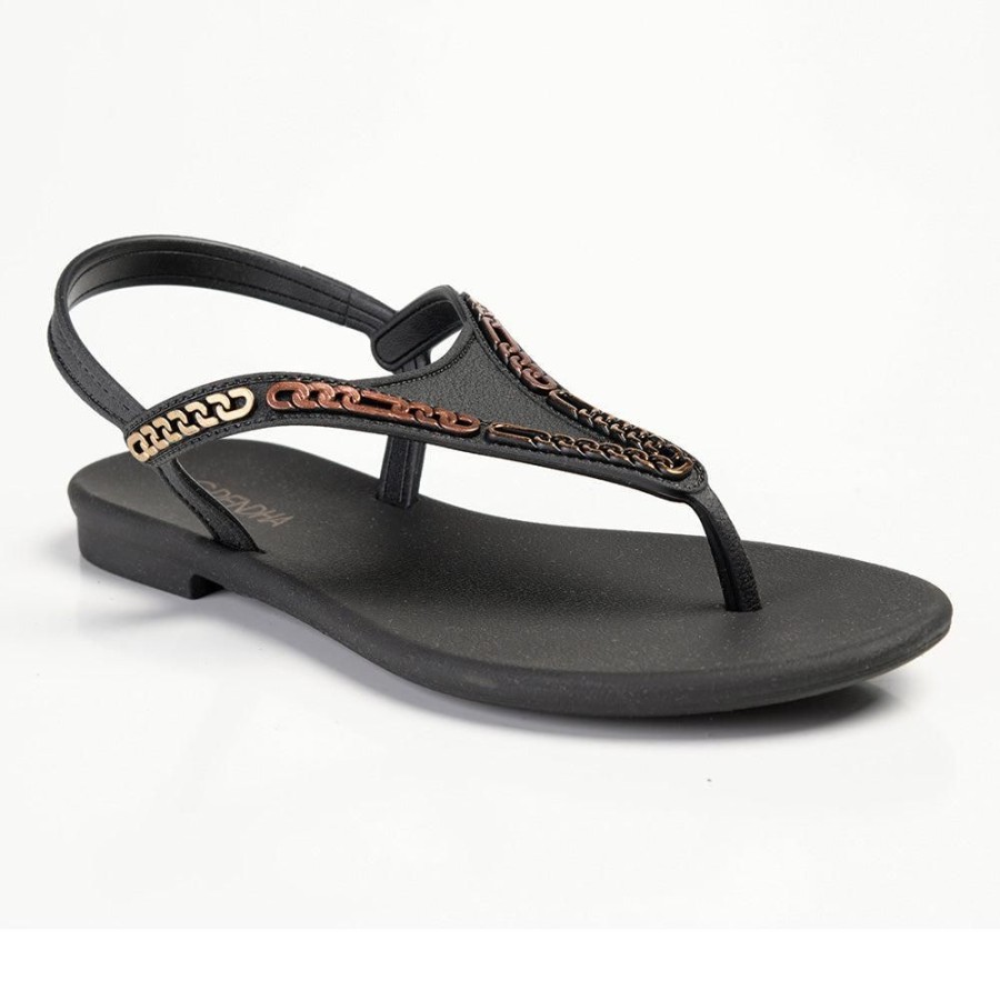 Sandals Grendha | Grendha Chainlink Ladies Thong Sandals Black