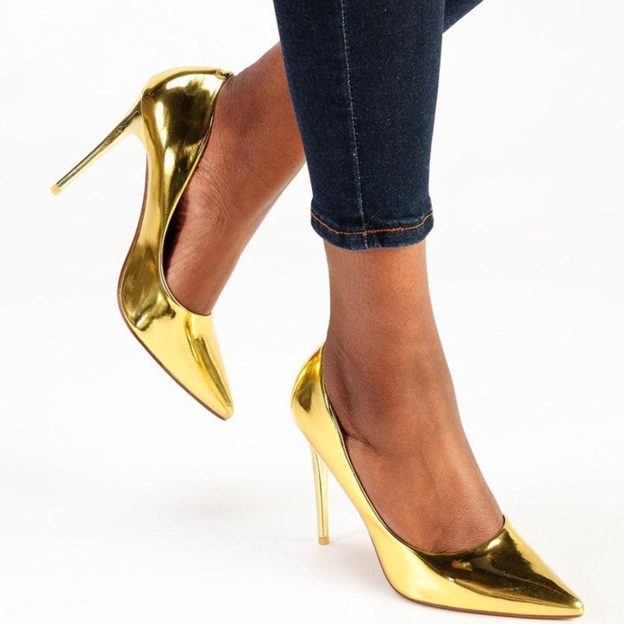 Heels Madison Heart of New York | Madison Bexley Metallic Court Gold