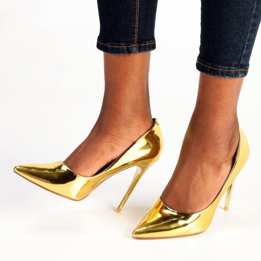 Heels Madison Heart of New York | Madison Bexley Metallic Court Gold