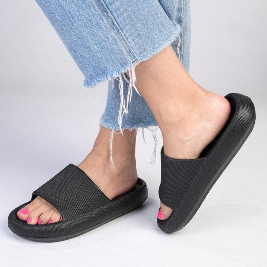 Slippers & Flats Soft Style by Hush Puppy | Soft Style By Hush Puppies Devi Push In Sandal Black