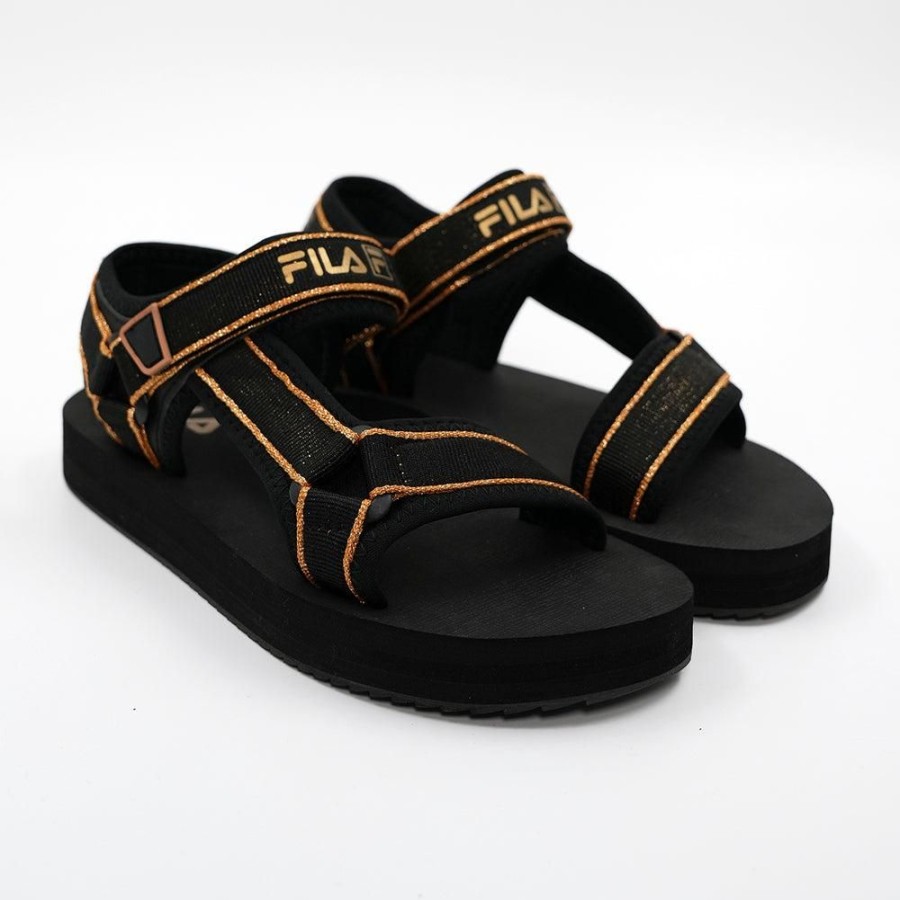 Slippers & Flats FILA | Fila Mila Metallic Sandals Black/Gold