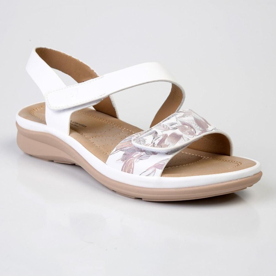 Sandals Pierre Cardin | Pierre Cardin Delice Velcro Strap Sandal White