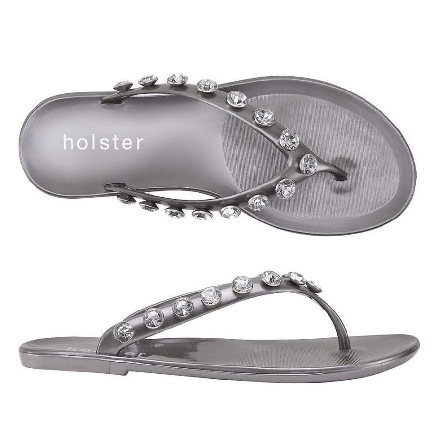 Sandals Holster | Holster Vacation Jewelled Toe Thong Pewter