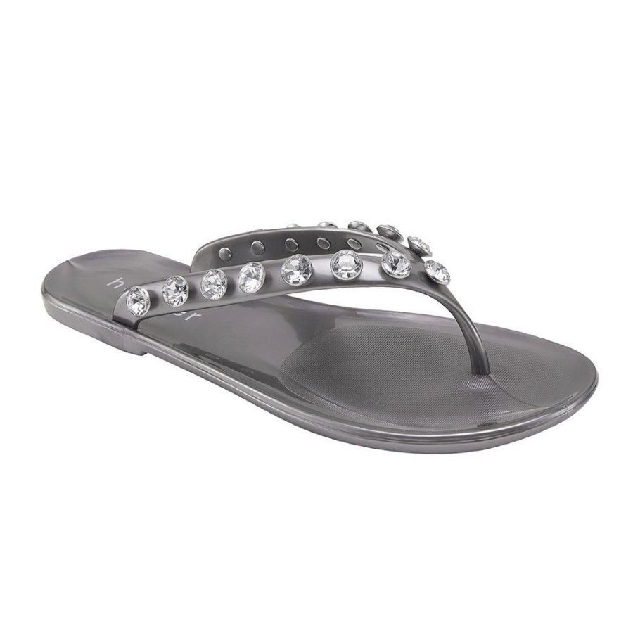 Slippers & Flats Holster | Holster Vacation Jewelled Toe Thong Pewter