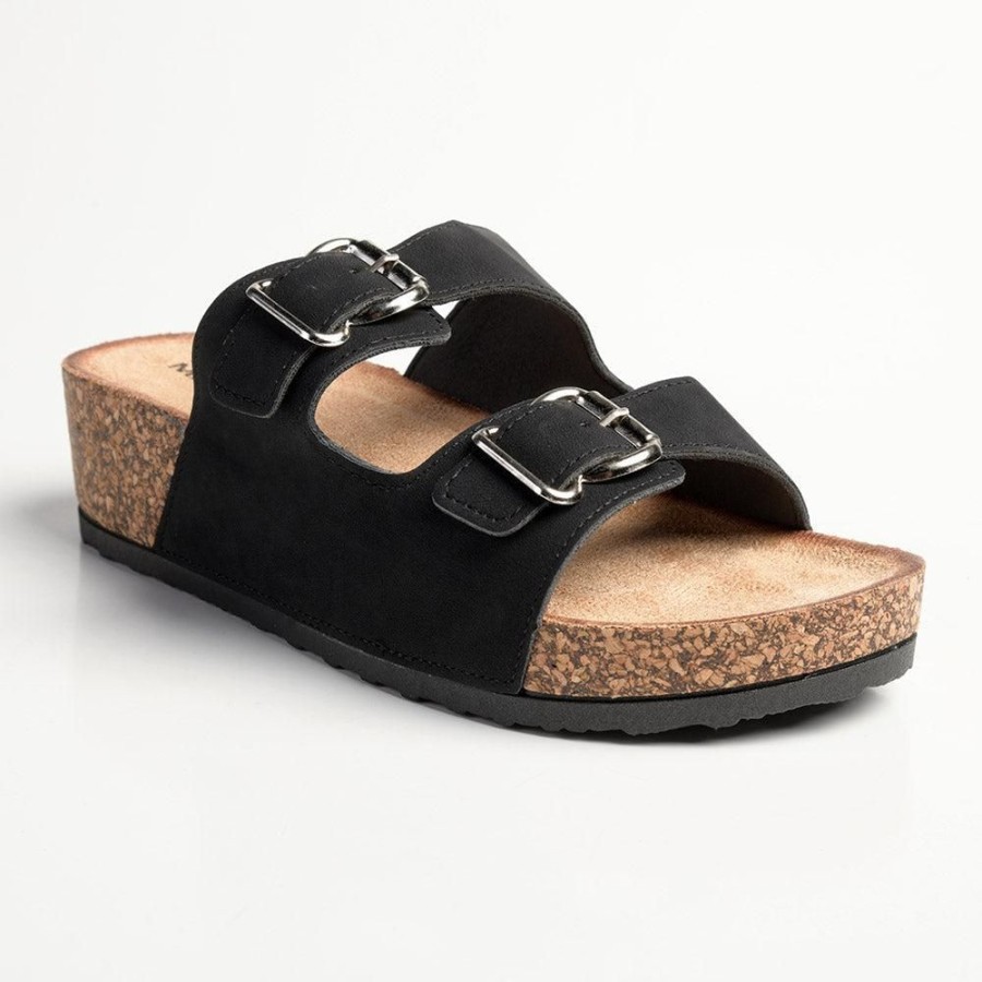 Slippers & Flats Madison Heart of New York | Madison Gayle Double Strap Sandals Black