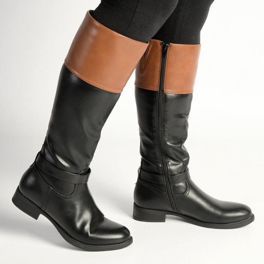 Boots Madison Heart of New York | Madison Vienna Two Tone Rider Boot Black/Tan