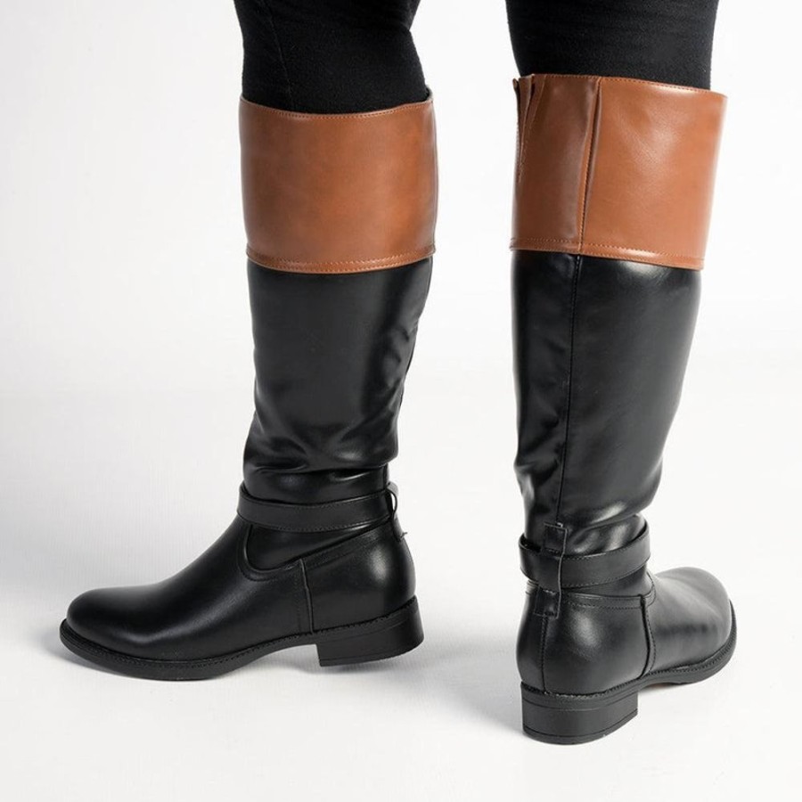 Boots Madison Heart of New York | Madison Vienna Two Tone Rider Boot Black/Tan