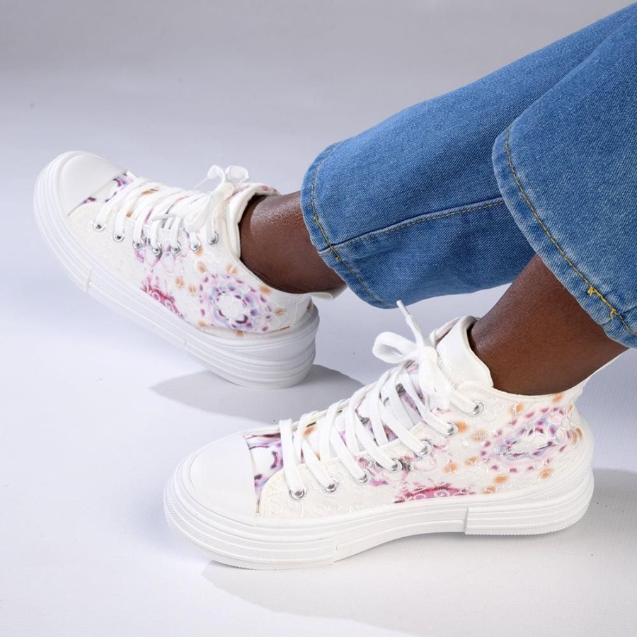 Sneakers Pierre Cardin | Pierre Cardin Anglaise 1 Floral Sneaker White/Pink