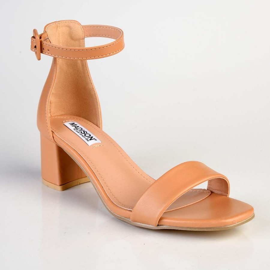 Heels Madison Heart of New York | Madison Amira Block Heel Sandal Dark Nude