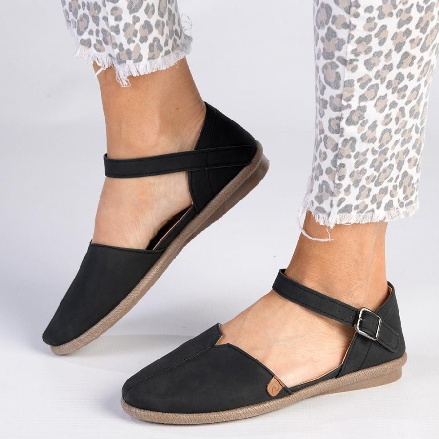 Slippers & Flats Pierre Cardin | Pierre Cardin Adelle With Buckle Black