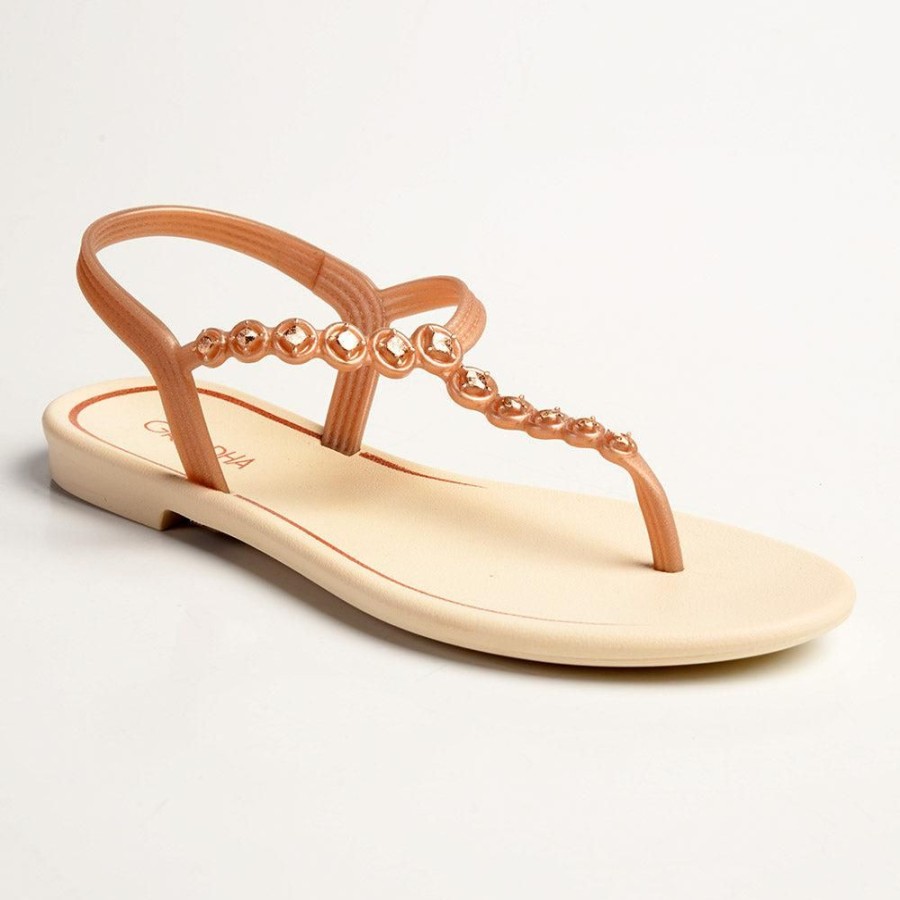 Slippers & Flats Grendha | Grendha Ivy Studded Thong Sandals Beige/Rose Gold