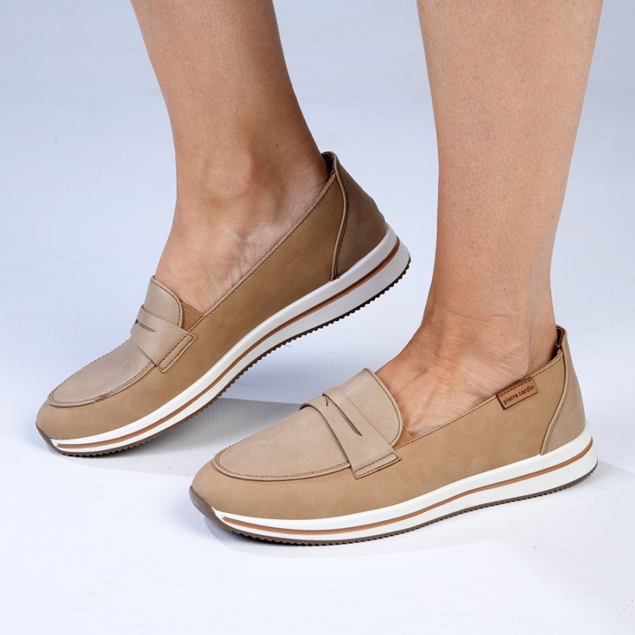 Brogues Pierre Cardin | Pierre Cardin Leo Slip On With Saddle Beige