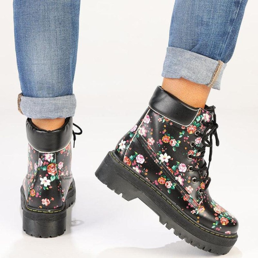 Boots Madison Heart of New York | Madison Savannah Floral Fashion Boots Black/Floral