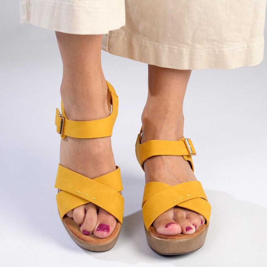 Sandals Alessio | Alessio Cross Strap Fashion Platform Yellow