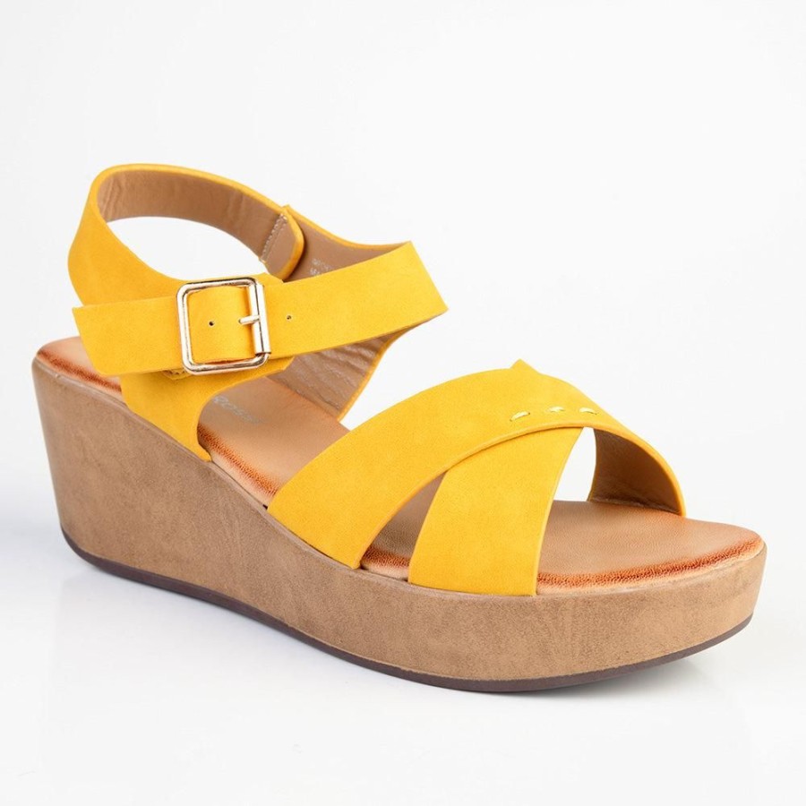 Sandals Alessio | Alessio Cross Strap Fashion Platform Yellow