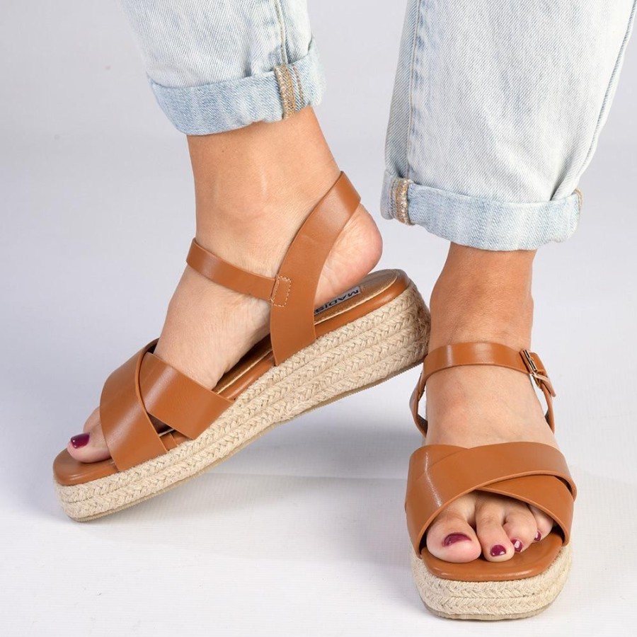 Espadrilles Madison Heart of New York | Madison Cassandra Cross Over Espadrille Sandal Tan