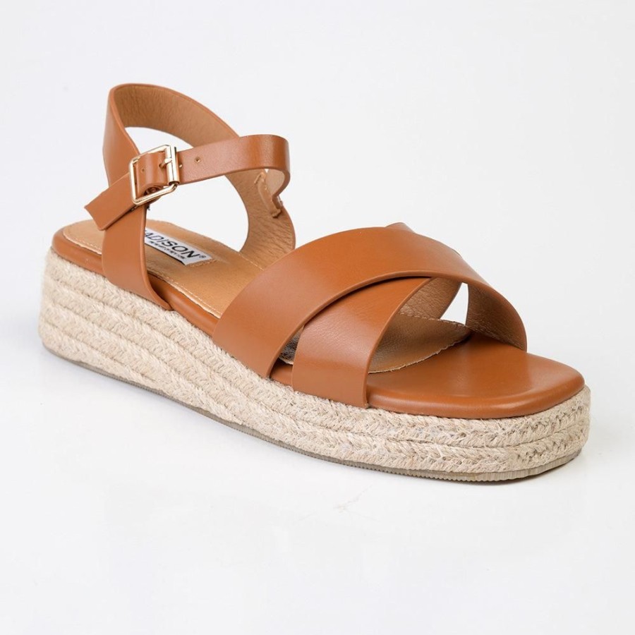 Espadrilles Madison Heart of New York | Madison Cassandra Cross Over Espadrille Sandal Tan