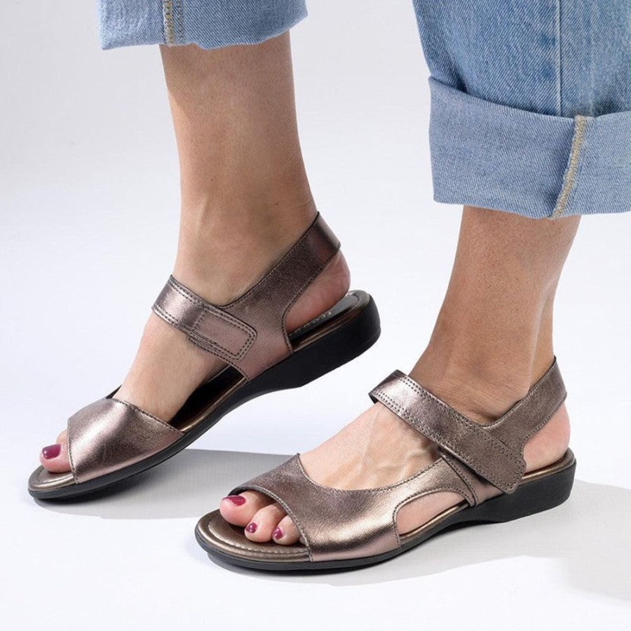 Slippers & Flats Froggie | Froggie Ella 2 Leather Comfort Sandal Lead