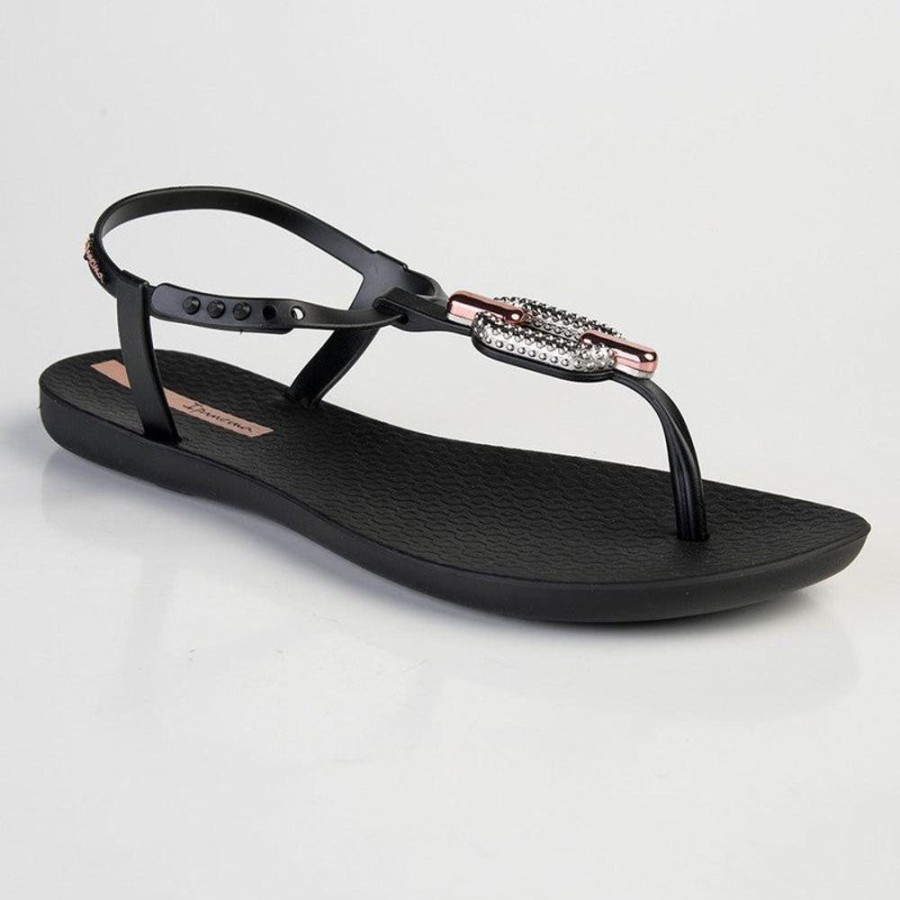 Slippers & Flats Ipanema | Ipanema May Chain Link Thong Sandals Black