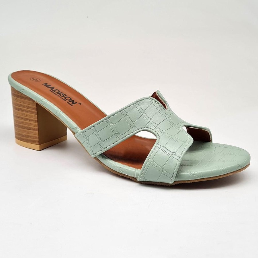 Heels Madison Heart of New York | Madison Hilda Blockmule Sandal Mint Croc