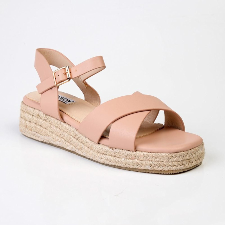 Wedges Madison Heart of New York | Madison Cassandra Cross Over Espadrille Sandal Dark Blush