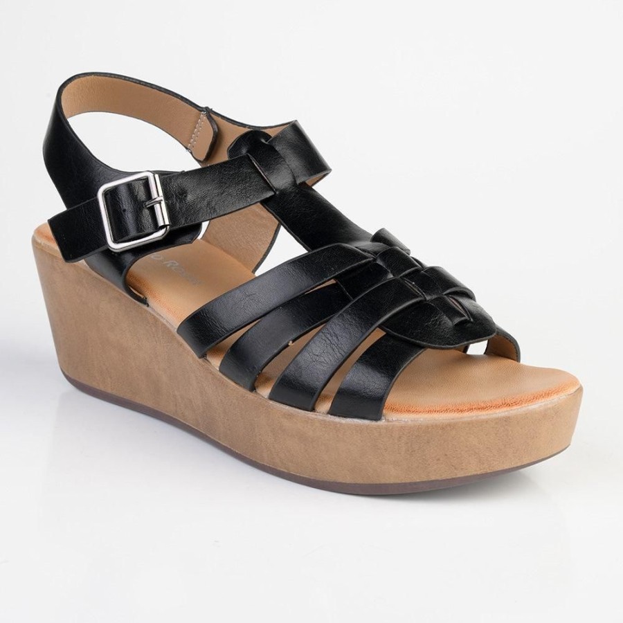 Sandals Franco Rossi | Franco Rossi New Rocker Toe Post Platform Black