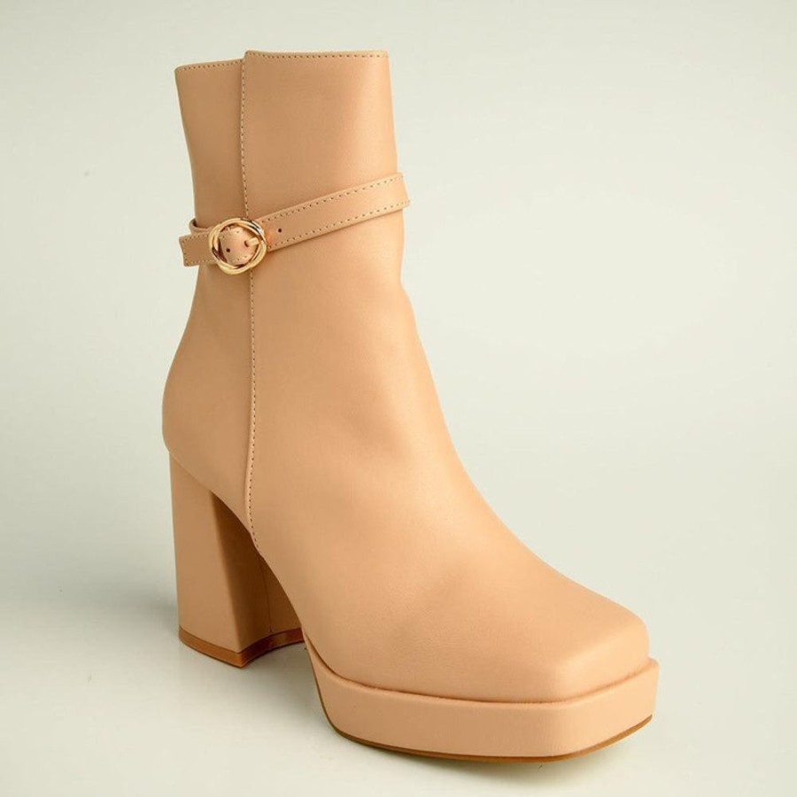 Boots Madison Heart of New York | Madison Milo Platform Block Heel Boot Nude