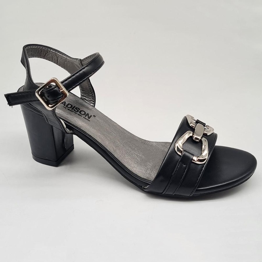 Heels Madison Heart of New York | Madison Penelope Block Heel Sandal Black