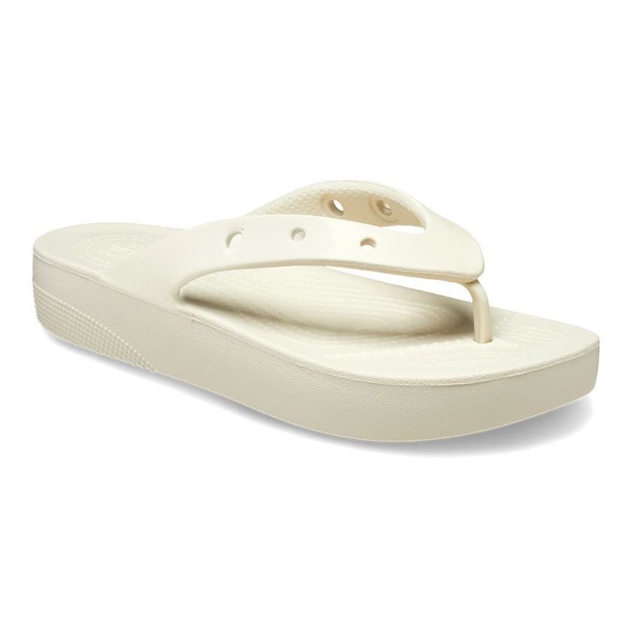 Wedges Crocs | Crocs Classic Thong Slip On Platform Sandal Bone