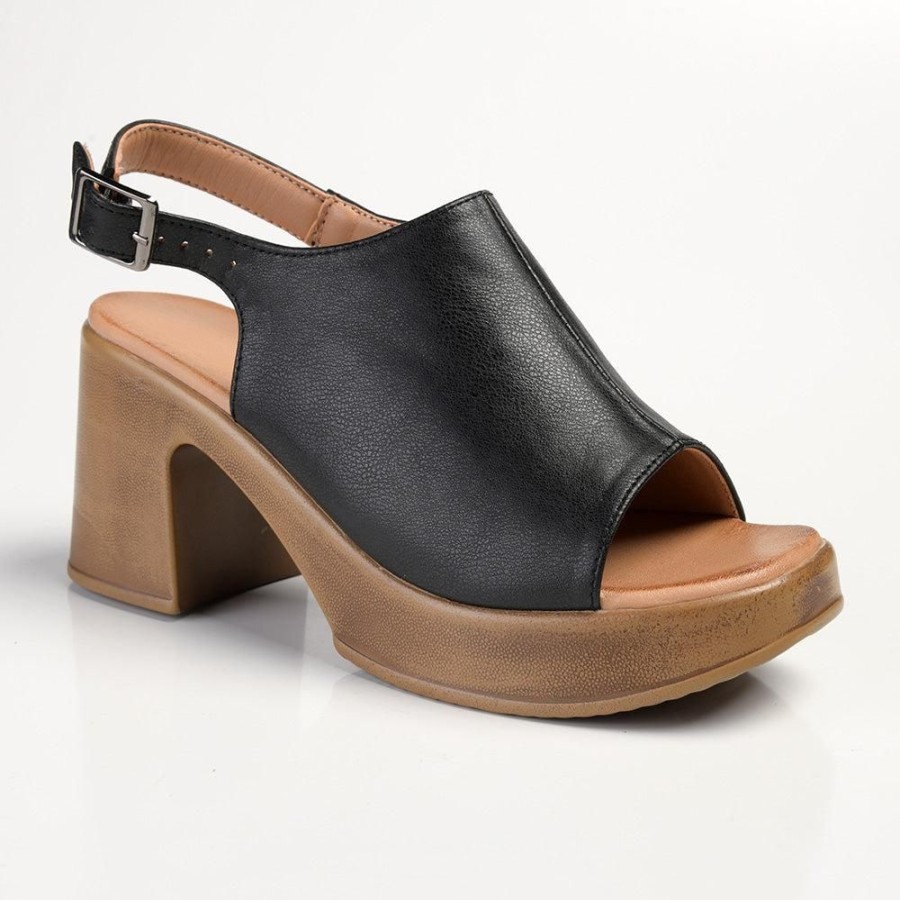 Heels Franco Rossi | Franco Rossi Anja Clog Ankle Buckle Sandal Black