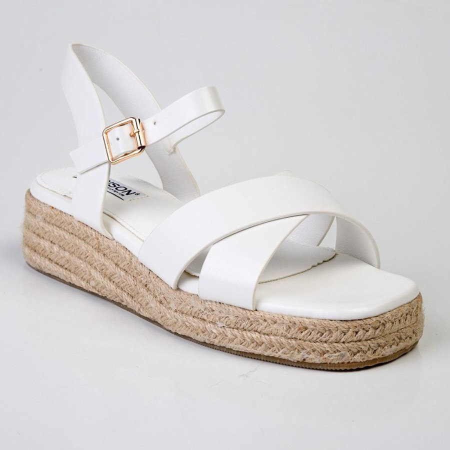 Sandals Madison Heart of New York | Madison Cassandra Cross Over Espadrille Sandal Off White