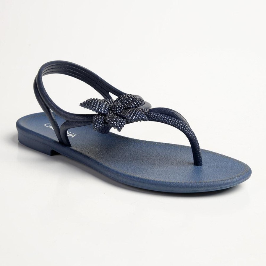 Slippers & Flats Grendha | Grendha Floretta Ladies Thong Sandals Navy