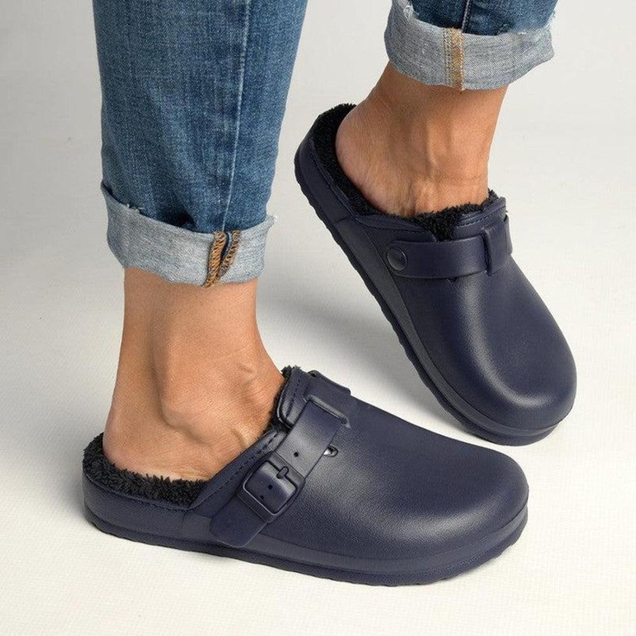 Slippers & Flats Soft Style by Hush Puppy | Soft Style By Hush Puppy Desi Fur Slip On Navy