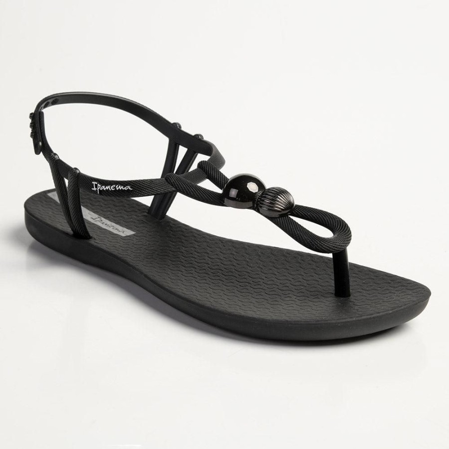 Slippers & Flats Ipanema | Ipanema Kai Button Trim Thong Sandals Black