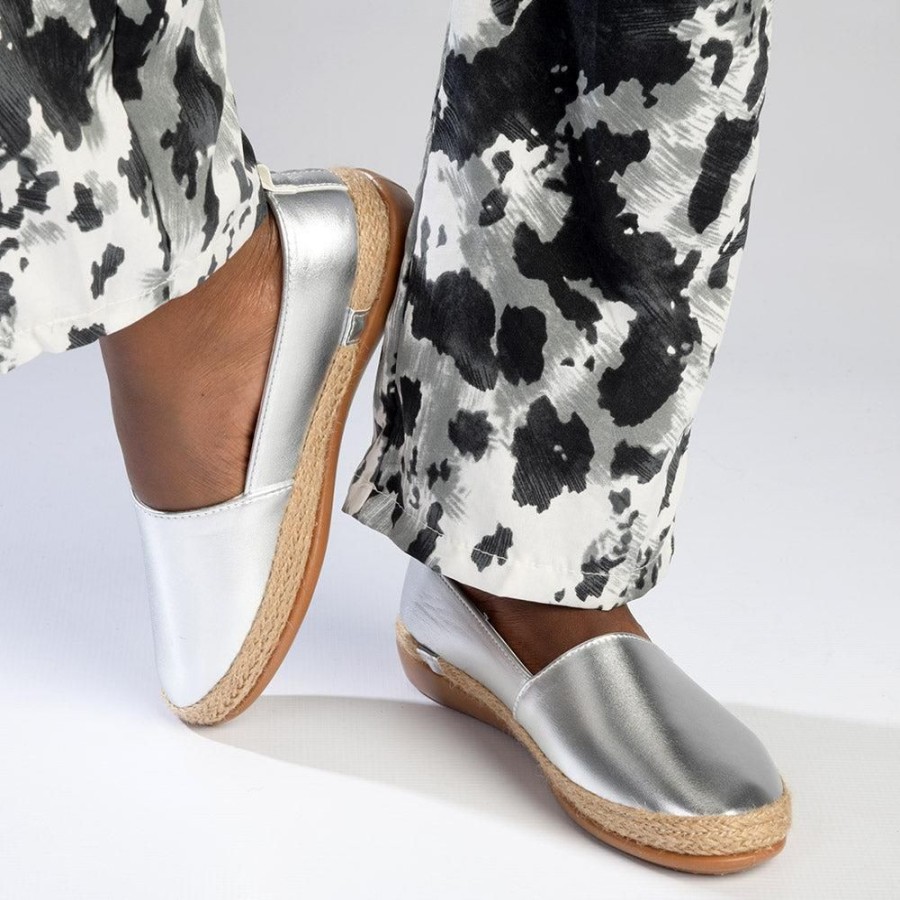 Slippers & Flats Pierre Cardin | Pierre Cardin St Tropez Espadrille Slip On Silver