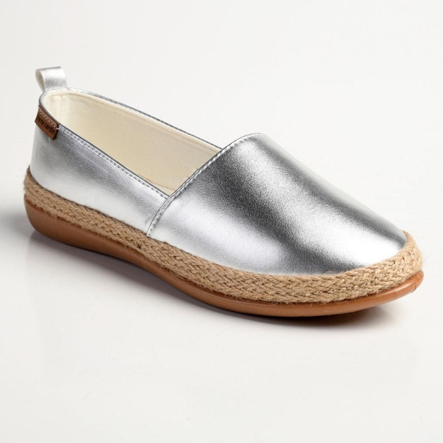 Slippers & Flats Pierre Cardin | Pierre Cardin St Tropez Espadrille Slip On Silver