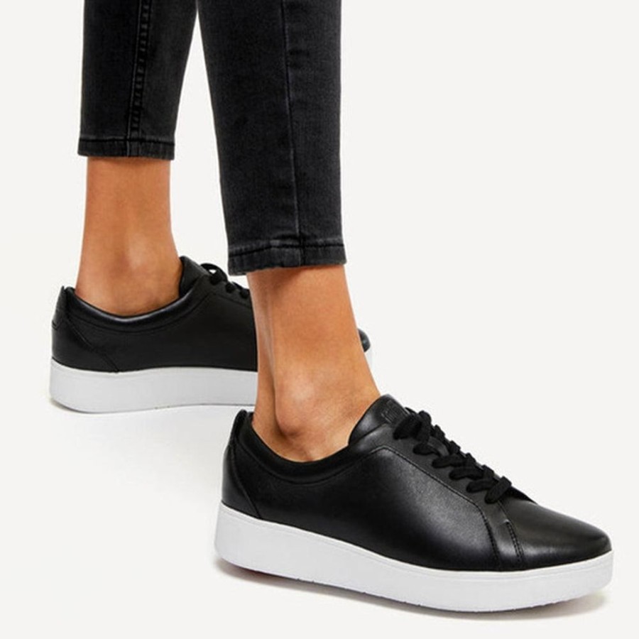 Sneakers Fit Flop | Fit Flop Rally Leather Sneaker Black/White