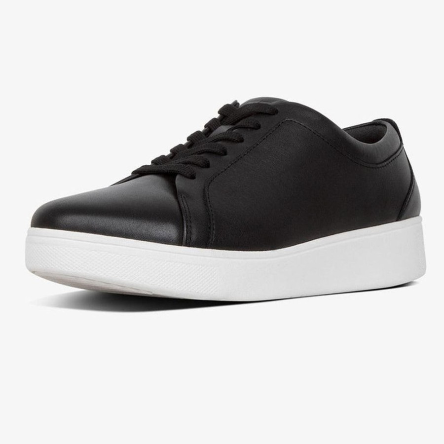 Sneakers Fit Flop | Fit Flop Rally Leather Sneaker Black/White